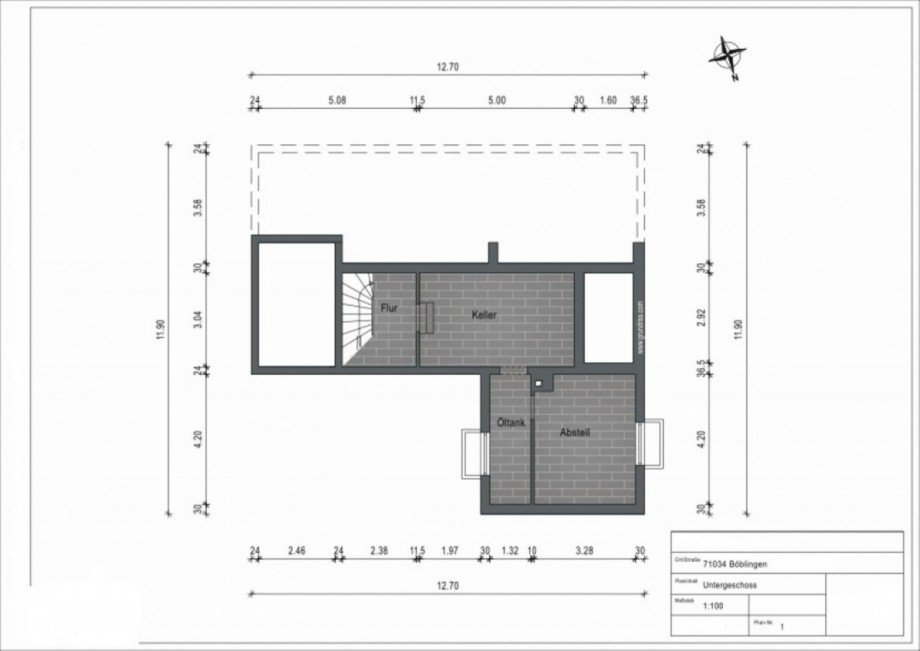Grundriss - Untergeschoss Mehrfamilienhaus Böblingen - Dagersheim