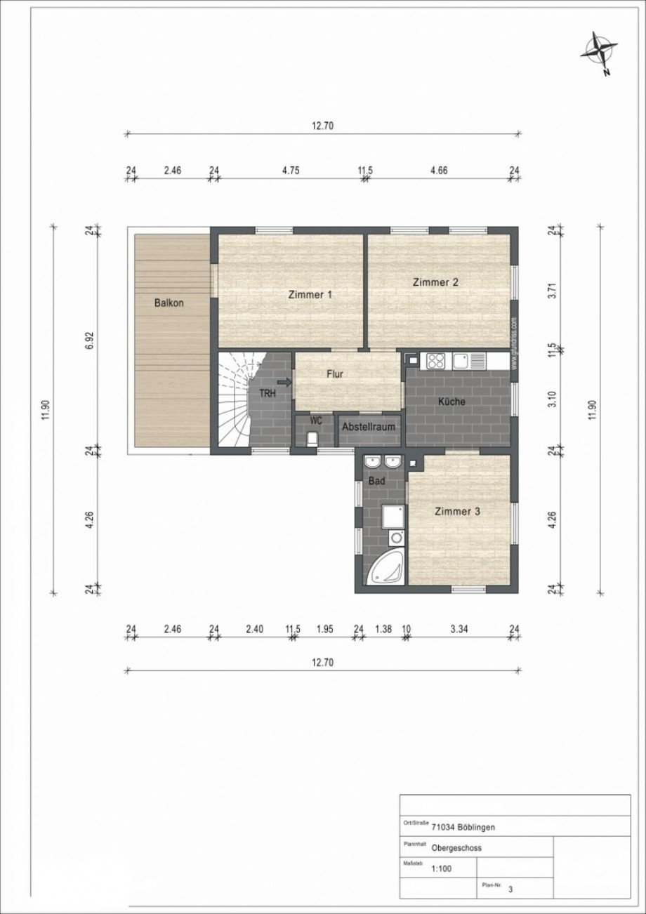 Grundriss - Obergeschoss Mehrfamilienhaus Böblingen - Dagersheim