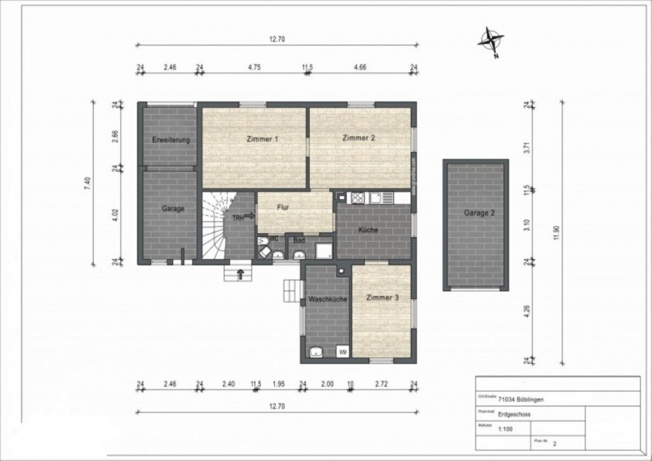Grundriss - Erdgeschoss Mehrfamilienhaus Böblingen - Dagersheim
