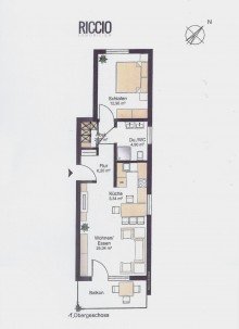 Grundriss Illustration - M�bliert Sehr gut geschnittene, sonnige Zweizimmerwohnung mit Balkon