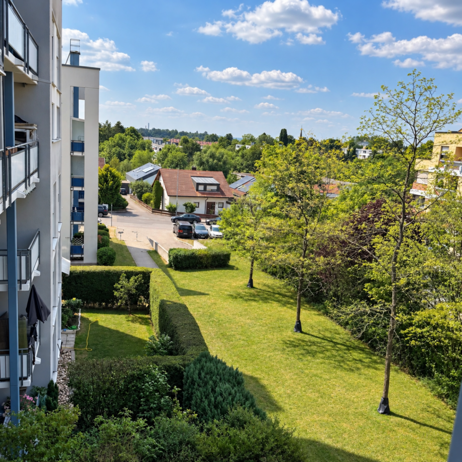 Schöner Blick vom Balkon ins Grüne Etagenwohnung Sindelfingen