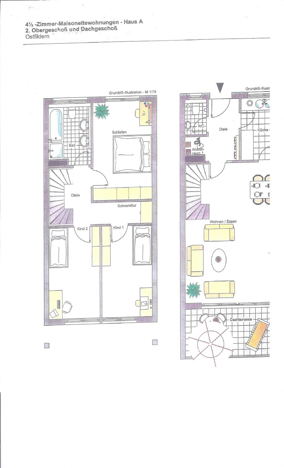 Grundrisse - 2.OG + DG -Maisonettewohnung Etagenwohnung Ostfildern