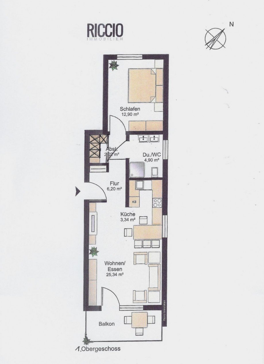 Grundriss Illustration - M�bliert Etagenwohnung G�ufelden-Nebringen